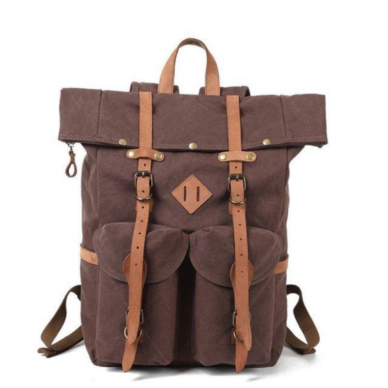 Sac À Dos Toile Vintage Pour Hommes Cuir