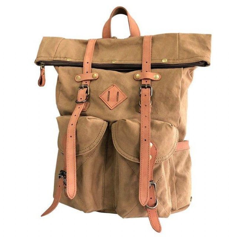 Sac À Dos Toile Vintage Pour Hommes Cuir