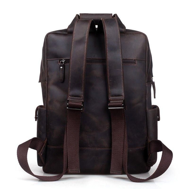 Sac À Dos Vintage Cuir Crazy Horse Pour Ordinateur Portable 17 Pouces