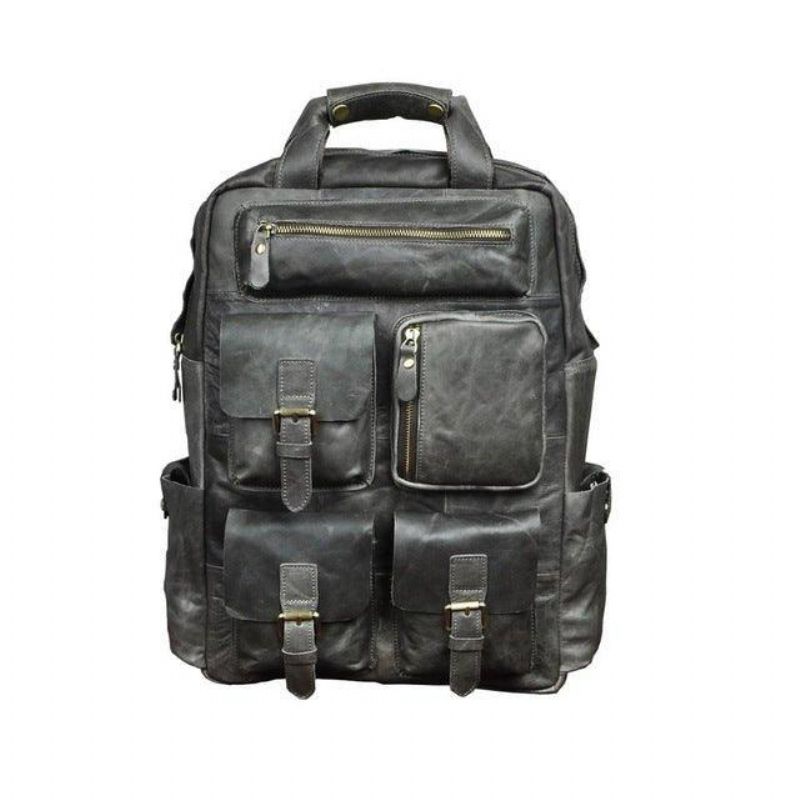Sac À Dos Vintage Cuir Crazy Horse Pour Ordinateur Portable 17 Pouces