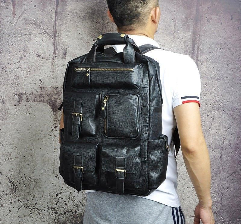 Sac À Dos Vintage Cuir Crazy Horse Pour Ordinateur Portable 17 Pouces