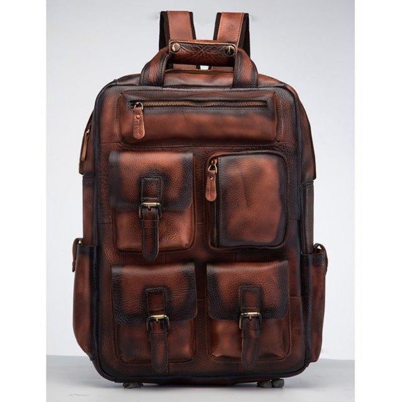 Sac À Dos Vintage Cuir Crazy Horse Pour Ordinateur Portable 17 Pouces