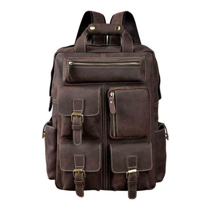 Sac À Dos Vintage Cuir Crazy Horse Pour Ordinateur Portable 17 Pouces