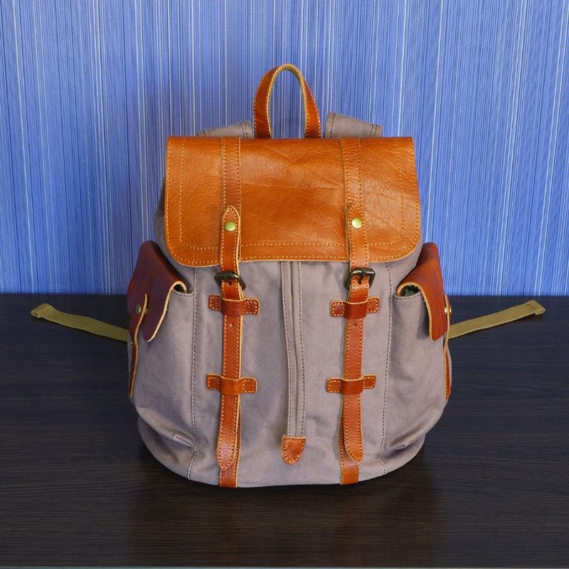 Sac À Dos Vintage Cuir Toile