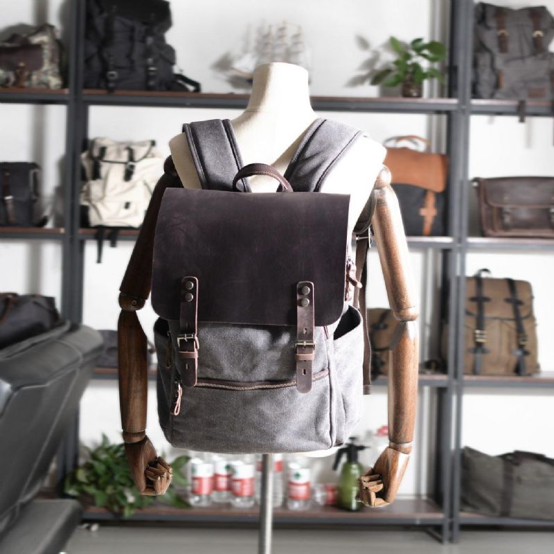 Sac À Dos Vintage Décontracté Pour Ordinateur Portable Toile
