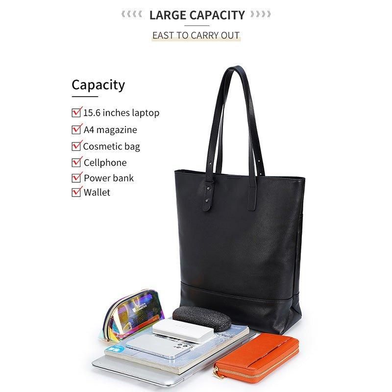 Sac Fourre-tout Cuir Noir Pour Femme