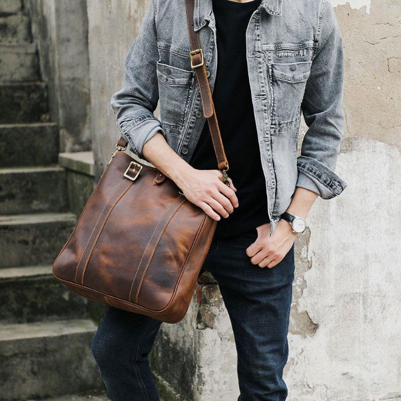Sac Fourre-tout Pour Hommes Avec Sangle Cuir