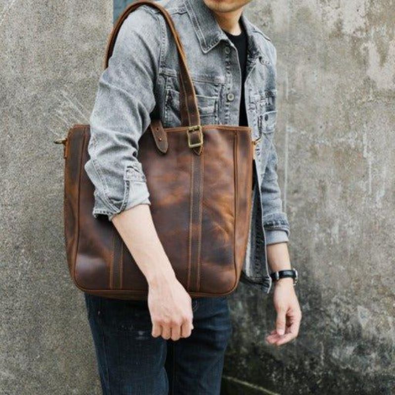 Sac Fourre-tout Pour Hommes Avec Sangle Cuir