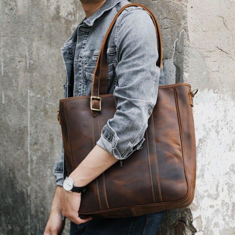 Sac Fourre-tout Pour Hommes Avec Sangle Cuir