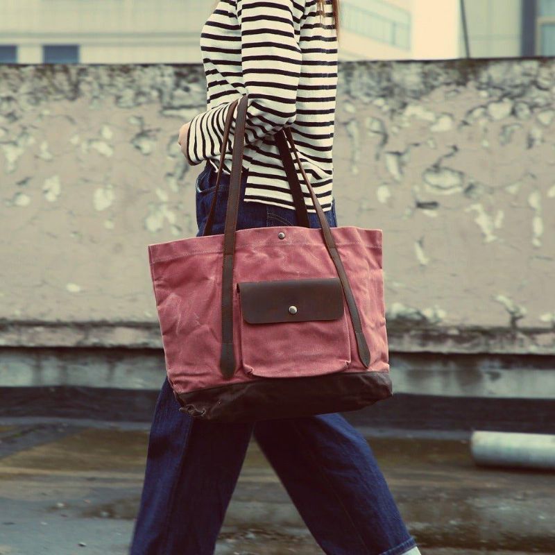 Sac Fourre-tout Surdimensionné Toile Cirée Avec Poche