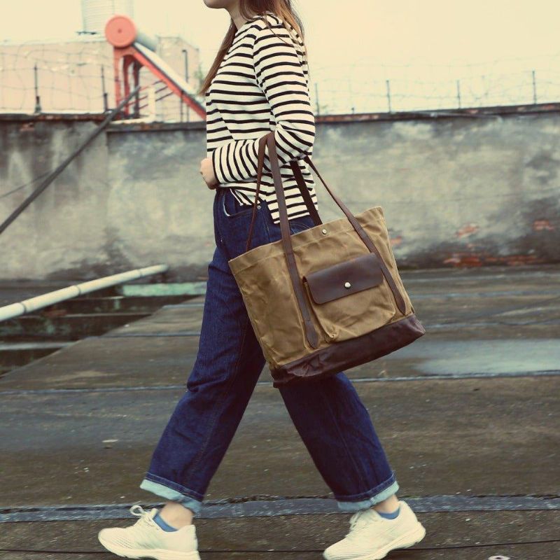 Sac Fourre-tout Surdimensionné Toile Cirée Avec Poche