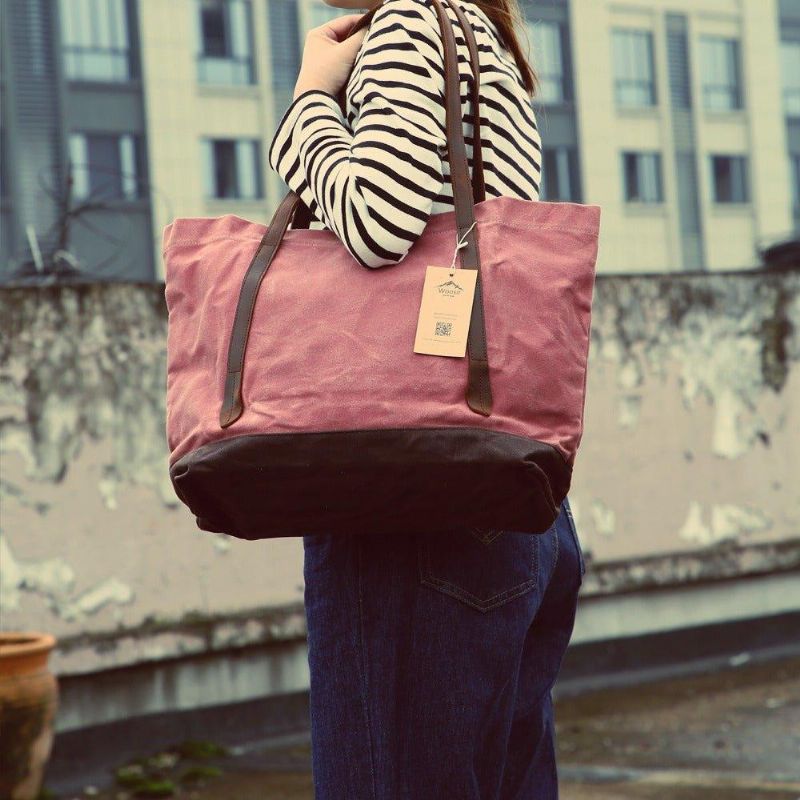 Sac Fourre-tout Surdimensionné Toile Cirée Avec Poche
