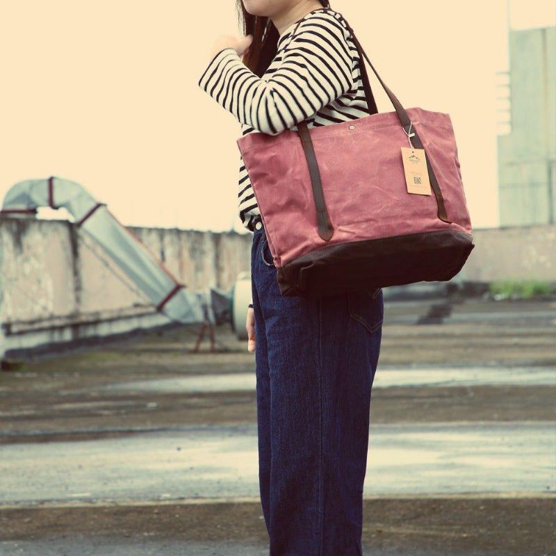 Sac Fourre-tout Surdimensionné Toile Cirée Avec Poche