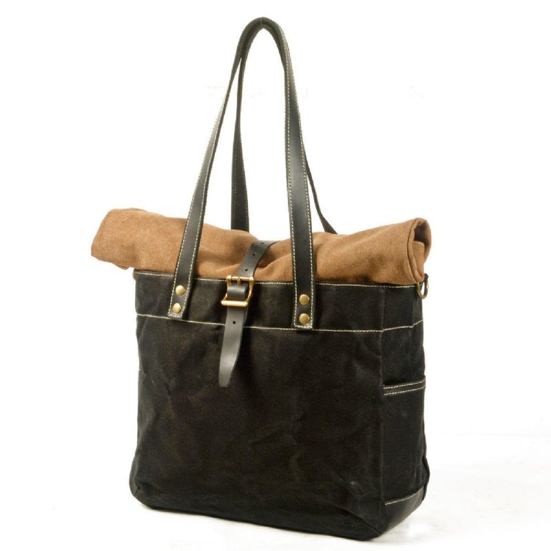 Sac Fourre-tout Toile À Rouleau Avec Sangle Et Pochette Pour Ordinateur Portable