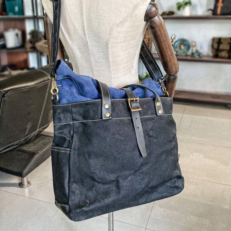 Sac Fourre-tout Toile À Rouleau Avec Sangle Et Pochette Pour Ordinateur Portable