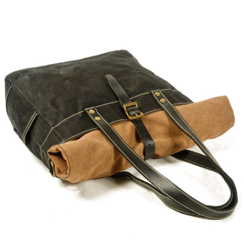 Sac Fourre-tout Toile À Rouleau Avec Sangle Et Pochette Pour Ordinateur Portable