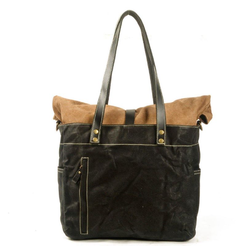 Sac Fourre-tout Toile À Rouleau Avec Sangle Et Pochette Pour Ordinateur Portable