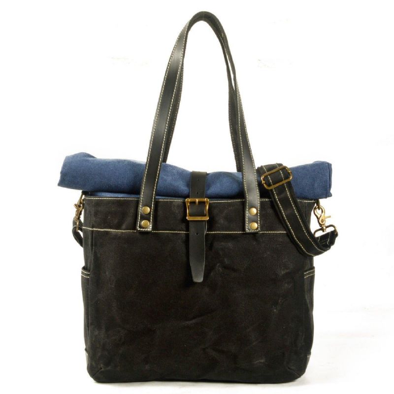 Sac Fourre-tout Toile À Rouleau Avec Sangle Et Pochette Pour Ordinateur Portable