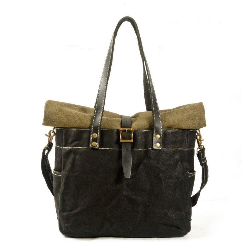 Sac Fourre-tout Toile À Rouleau Avec Sangle Et Pochette Pour Ordinateur Portable