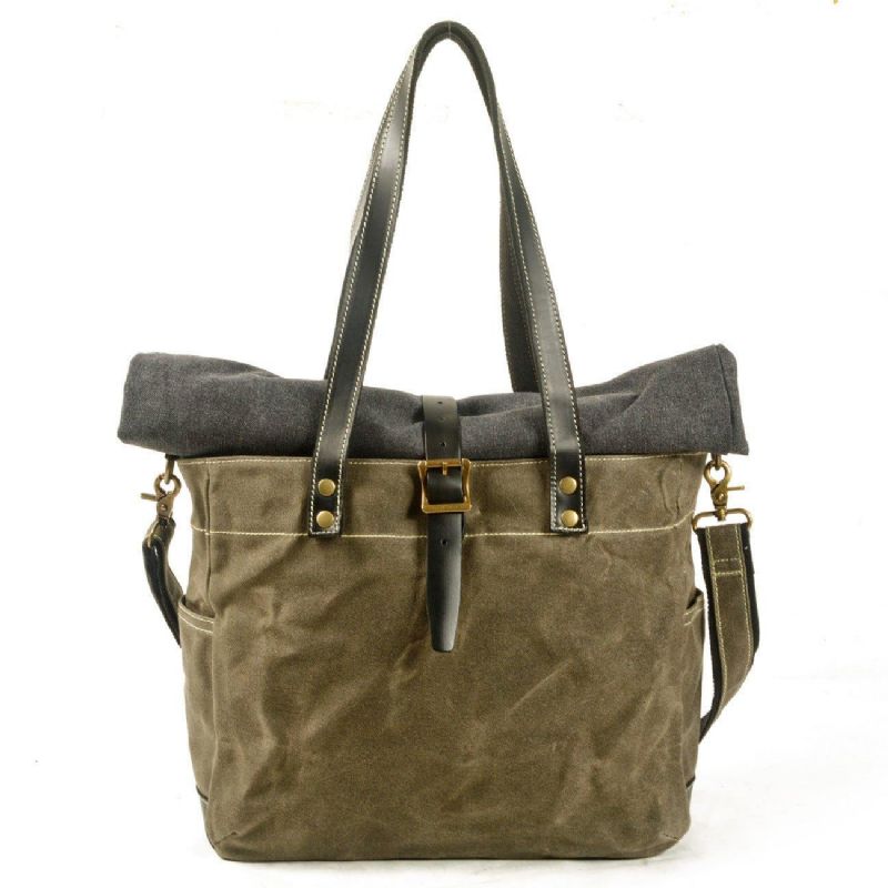 Sac Fourre-tout Toile À Rouleau Avec Sangle Et Pochette Pour Ordinateur Portable