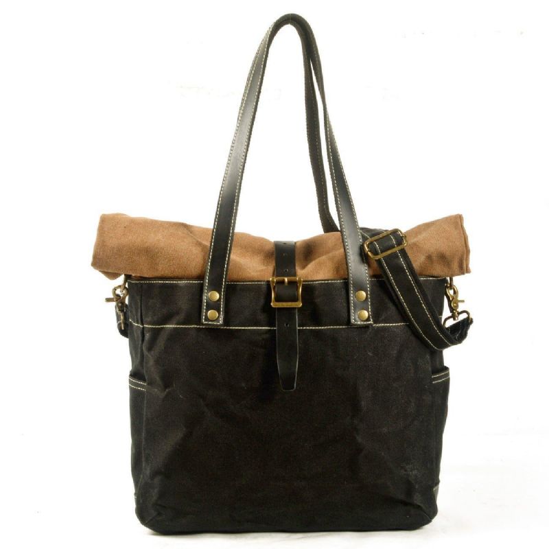 Sac Fourre-tout Toile À Rouleau Avec Sangle Et Pochette Pour Ordinateur Portable