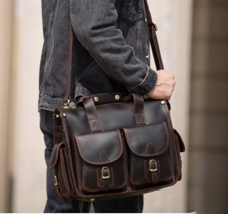 Sac À Main Vintage Porte-documents Cuir Pour Hommes