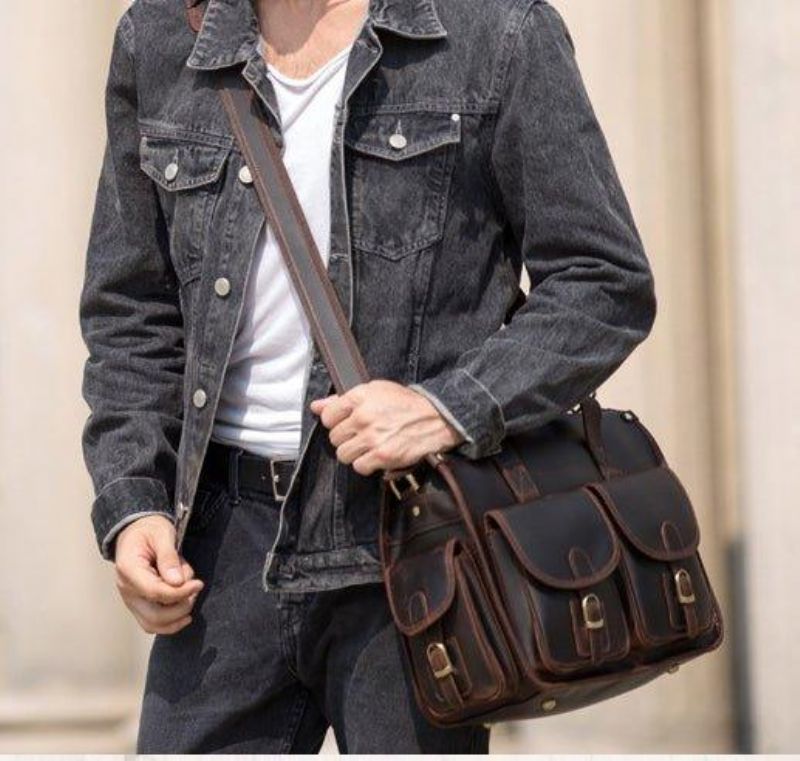 Sac À Main Vintage Porte-documents Cuir Pour Hommes