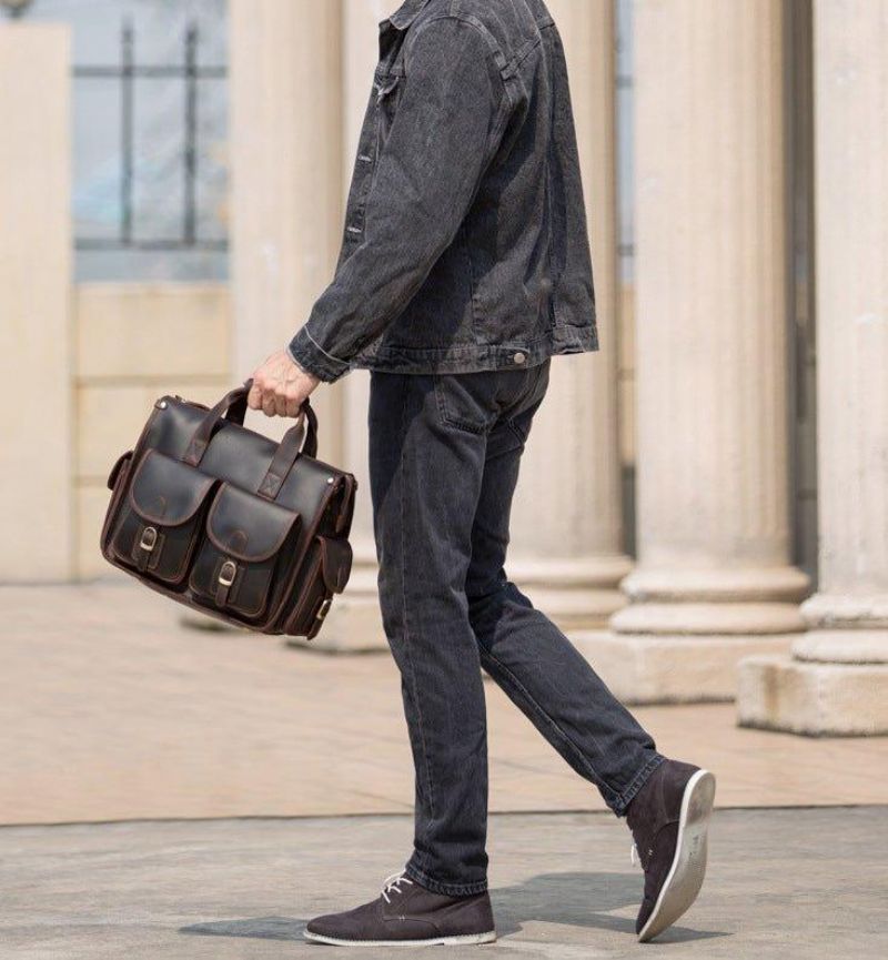 Sac À Main Vintage Porte-documents Cuir Pour Hommes