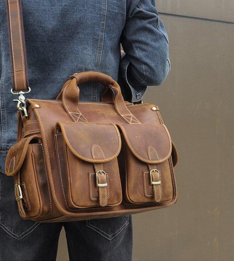 Sac À Main Vintage Porte-documents Cuir Pour Hommes