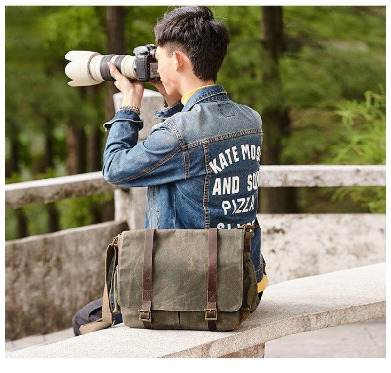 Sac Messager Pour Appareil Photo Reflex Numérique Toile Cirée