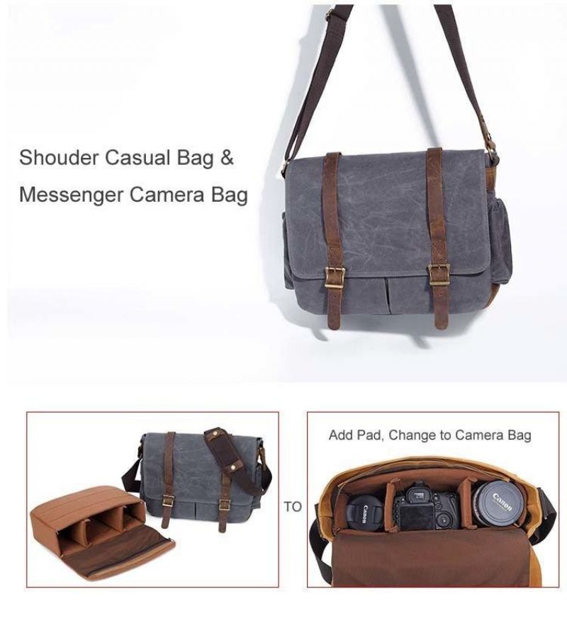 Sac Messager Pour Appareil Photo Reflex Numérique Toile Cirée