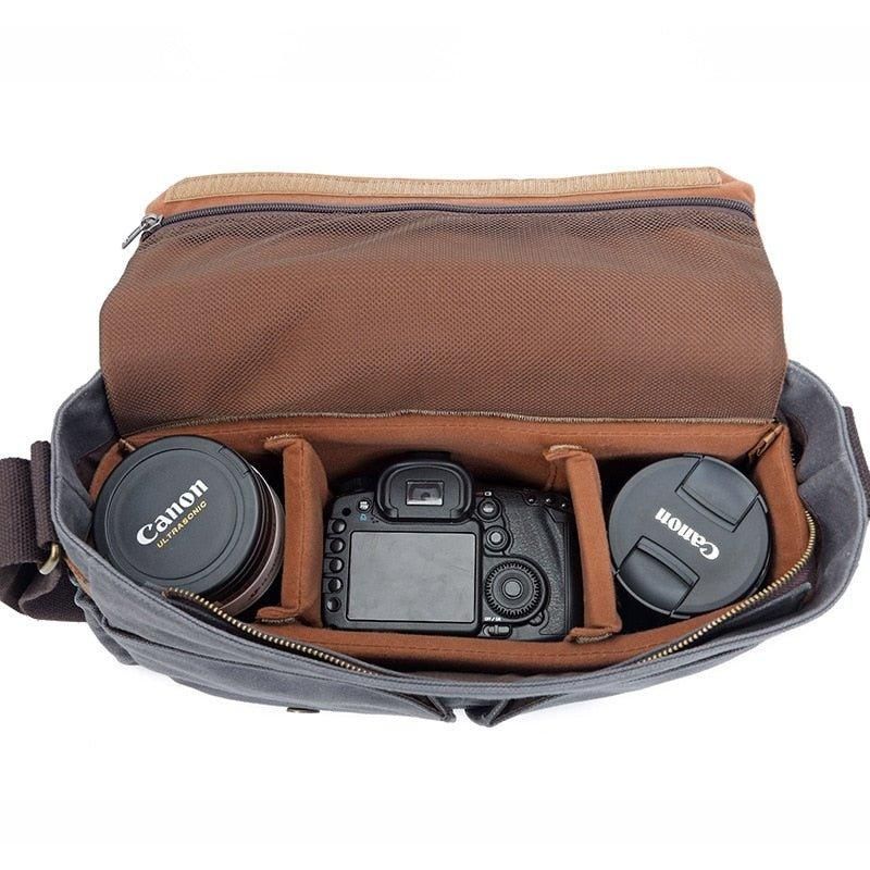Sac Messager Pour Appareil Photo Reflex Numérique Toile Cirée