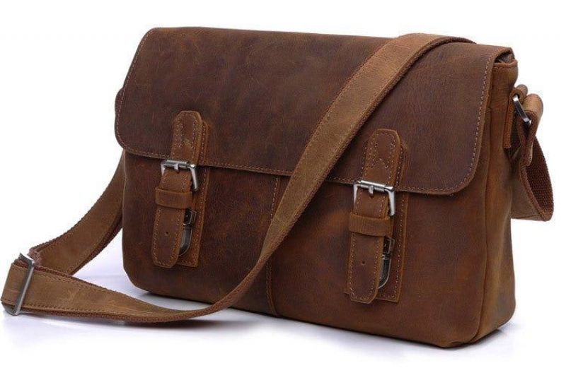 Sac Messager À Bandoulière Cuir Vintage Pour Hommes