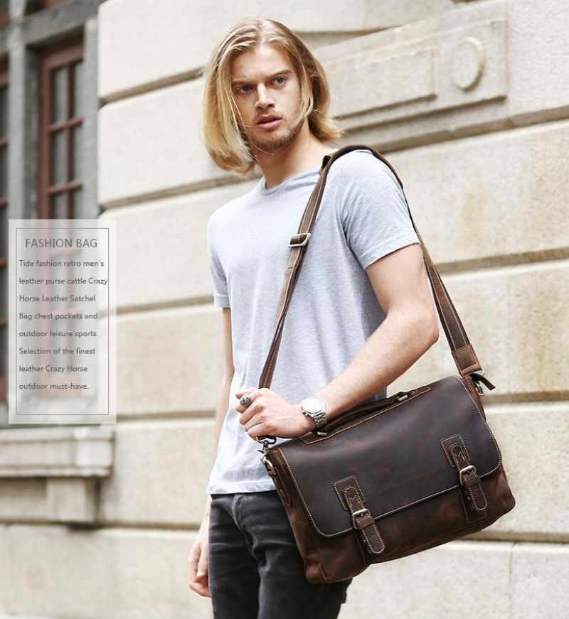 Sac Messager Cuir Véritable 14 Pouces
