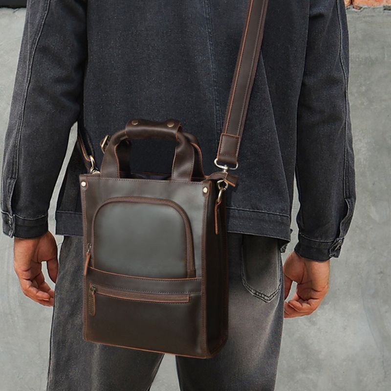 Sac Messager Vertical Cuir Pour Homme