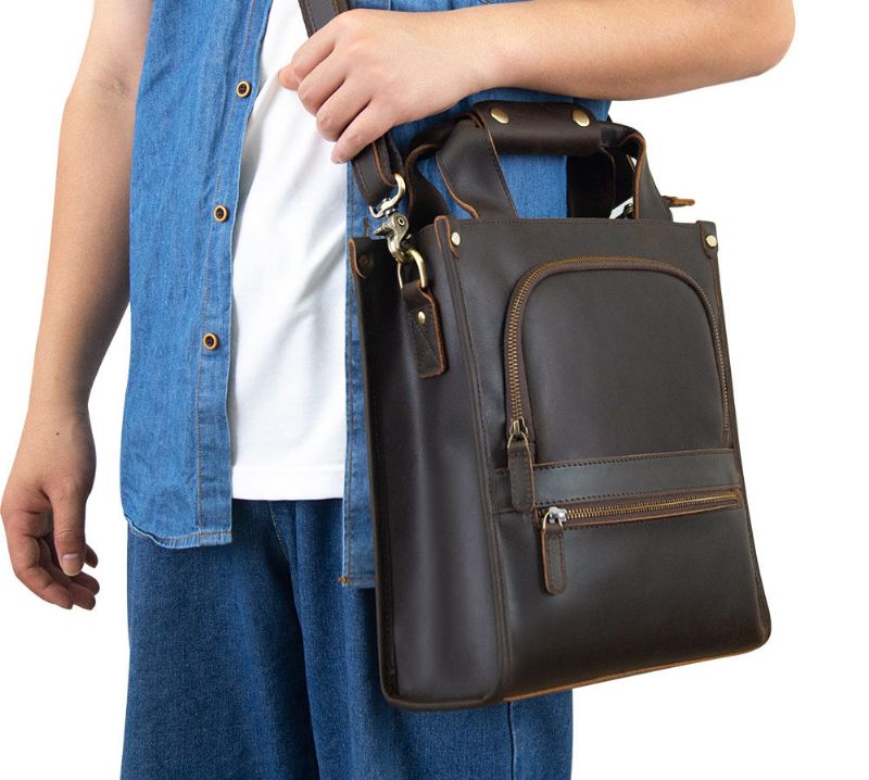 Sac Messager Vertical Cuir Pour Homme