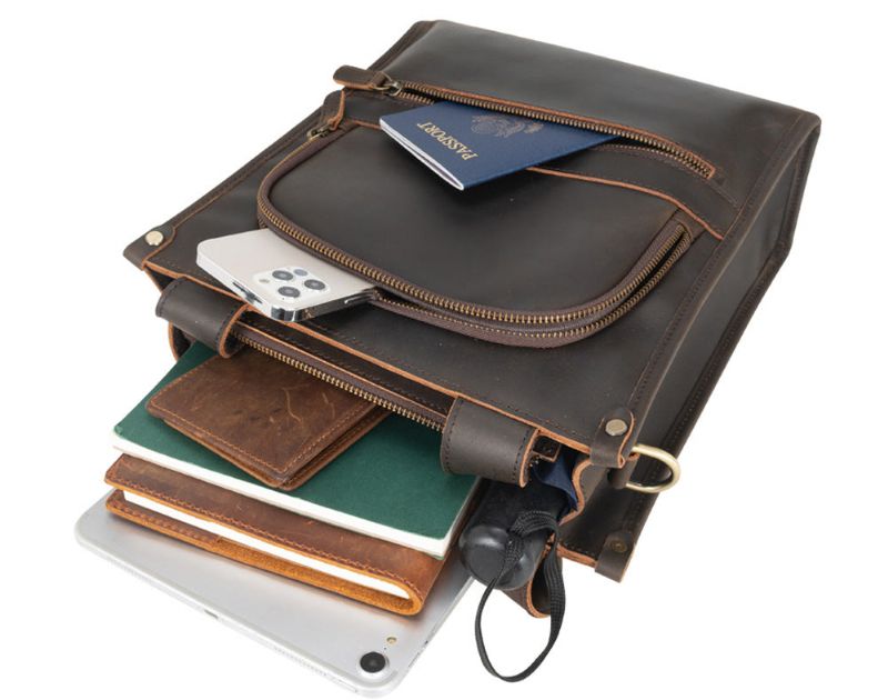 Sac Messager Vertical Cuir Pour Homme