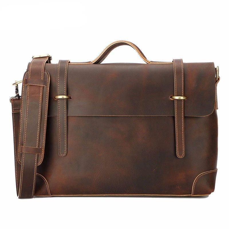 Sac Messager Vintage Cuir Pour Homme Ordinateur Portable 14 Pouces