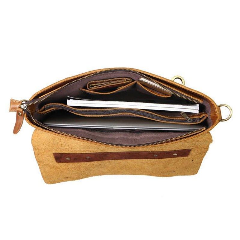Sac Messager Vintage Cuir Pour Homme Ordinateur Portable 14 Pouces