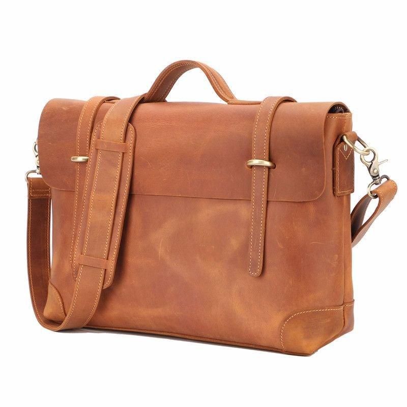 Sac Messager Vintage Cuir Pour Homme Ordinateur Portable 14 Pouces