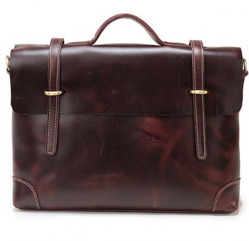 Sac Messager Vintage Cuir Pour Homme Ordinateur Portable 14 Pouces