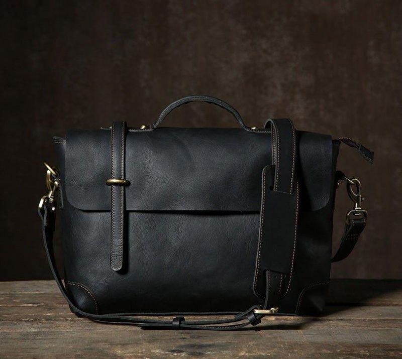 Sac Messager Vintage Cuir Pour Homme Ordinateur Portable 14 Pouces