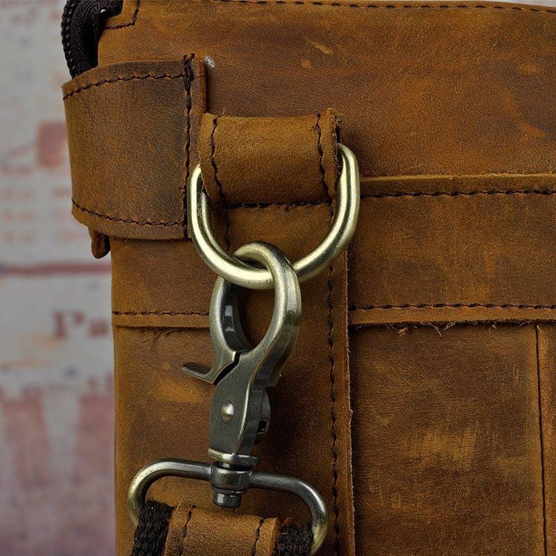 Sac Messager Vintage Cuir Véritable 8 Pouces Pour Hommes