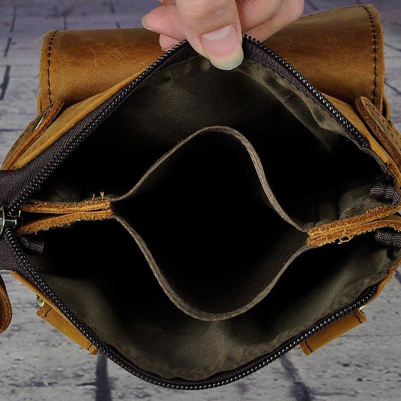 Sac Messager Vintage Cuir Véritable 8 Pouces Pour Hommes