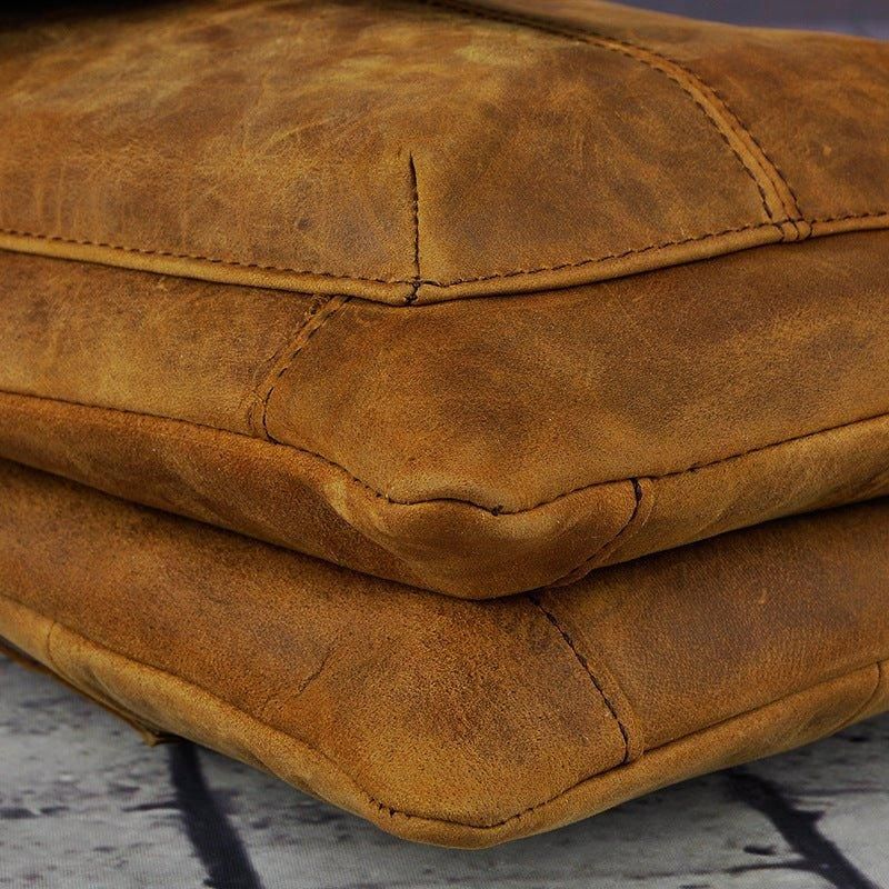 Sac Messager Vintage Cuir Véritable 8 Pouces Pour Hommes