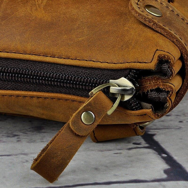 Sac Messager Vintage Cuir Véritable 8 Pouces Pour Hommes