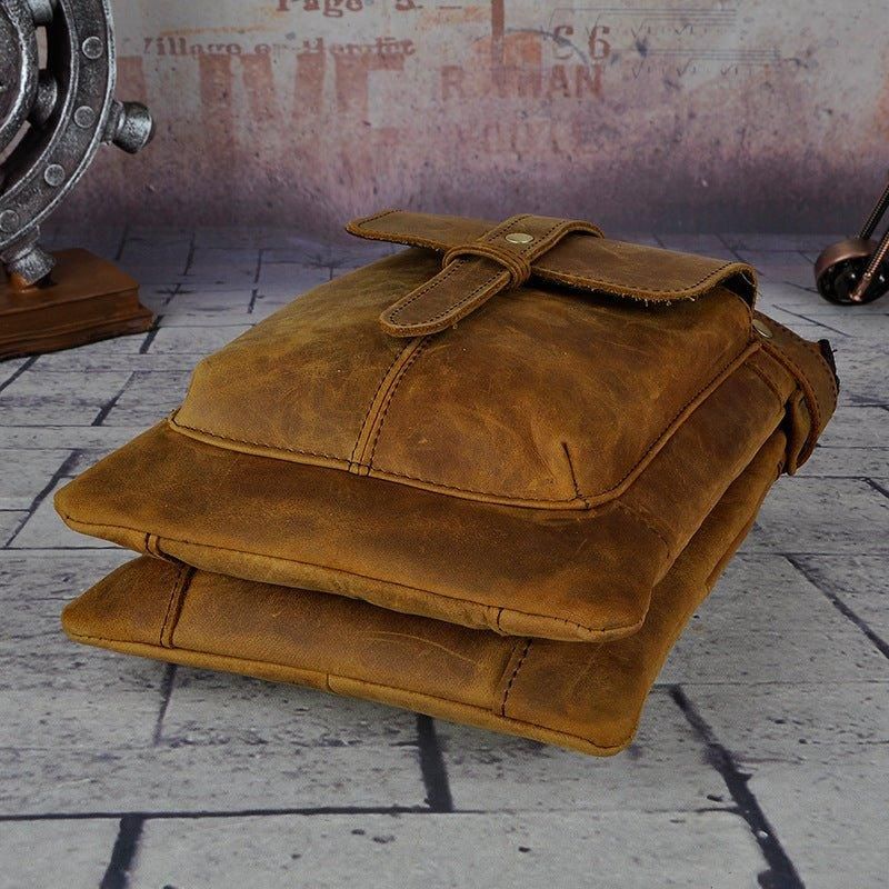 Sac Messager Vintage Cuir Véritable 8 Pouces Pour Hommes