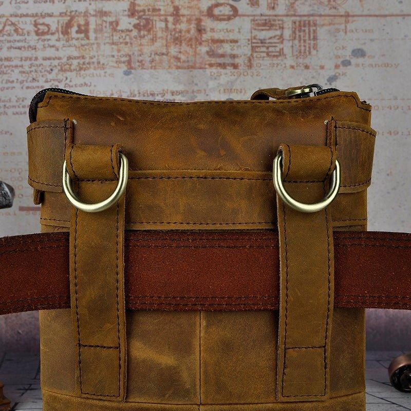 Sac Messager Vintage Cuir Véritable 8 Pouces Pour Hommes