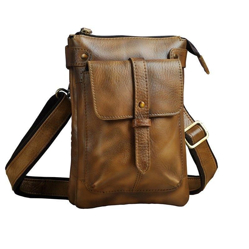 Sac Messager Vintage Cuir Véritable 8 Pouces Pour Hommes