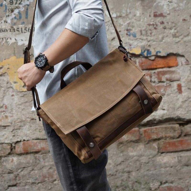 Sac Messager Vintage Toile À Bandoulière Pour Homme